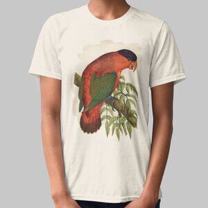Purple-naped Lory Vintage Parrot Print Short Sleeve Graphic Tee T-shirt S M L XL
